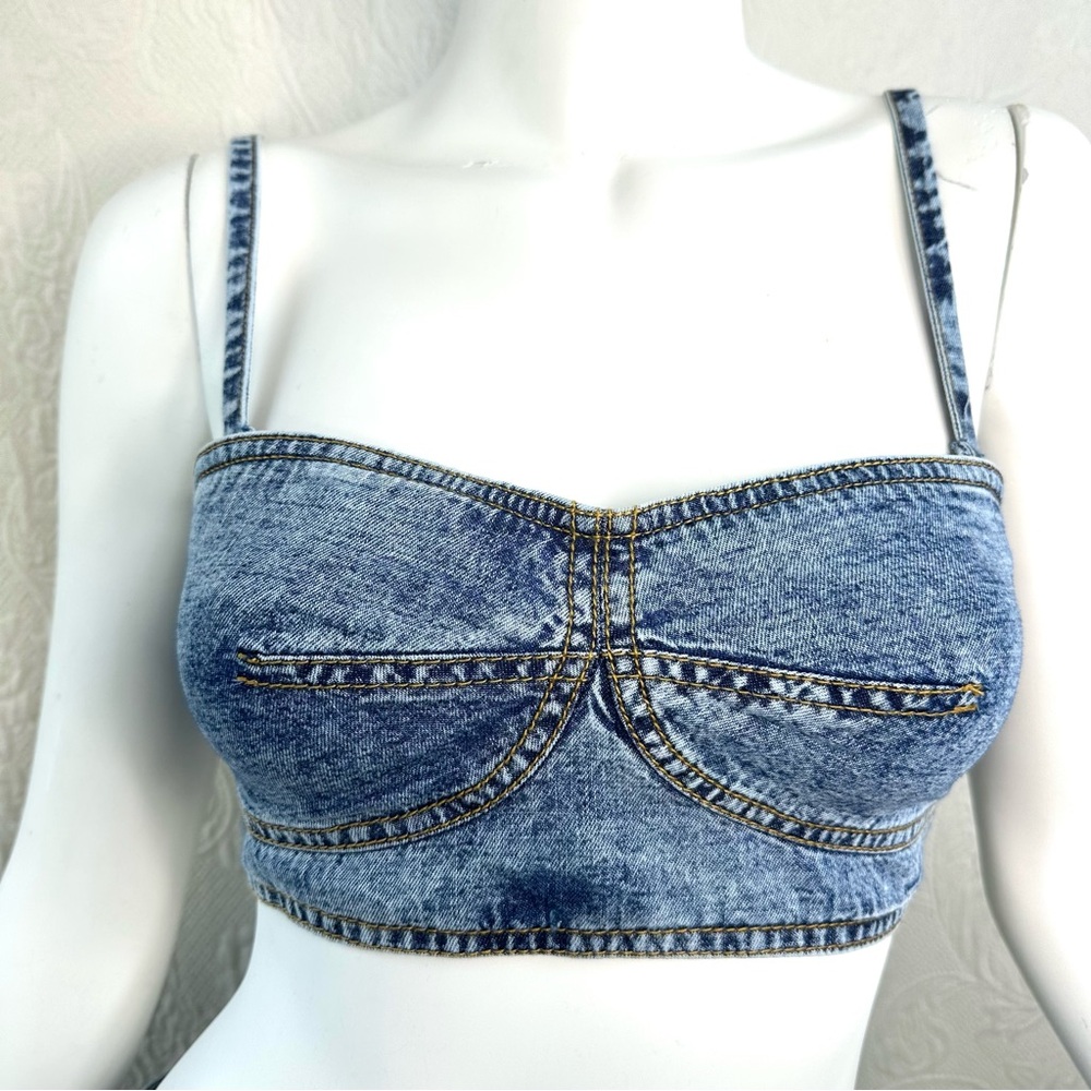 Pilcro 2 NWT Anthropologie Denim Removable Strap Bustier Top